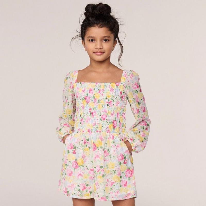 The Emma Floral Smocked Chiffon Romper - Janie And Jack